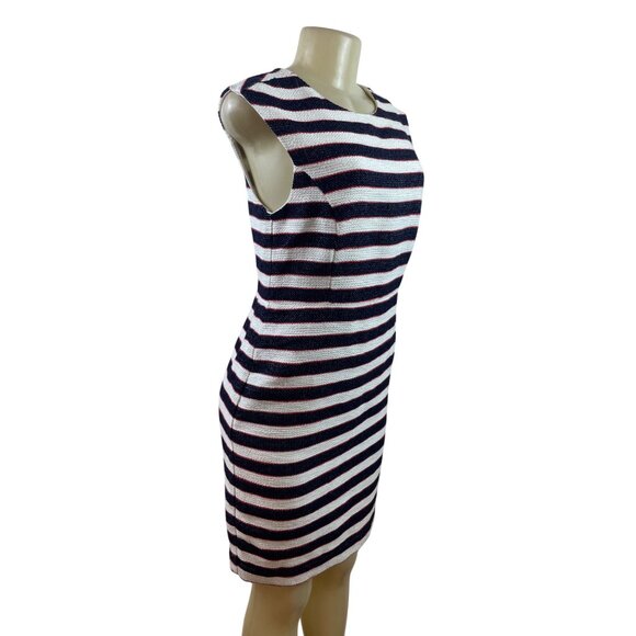 Banana Republic Sleeveless Striped Dress Navy/Red/White Woven Sheath Size 6P - Picture 2 of 8